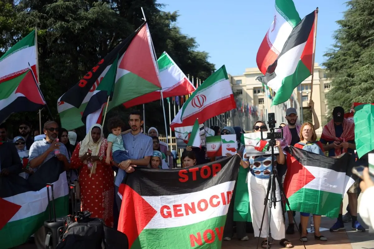 برگزاری تجمع اعتراضی روبروی مقر اروپایی سازمان ملل متحد در ژنو