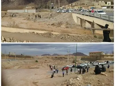 پرآب شدن یکی قدیمی‌ترین رودخانه های  یزد پس از چند سال خشکی+فیلم 