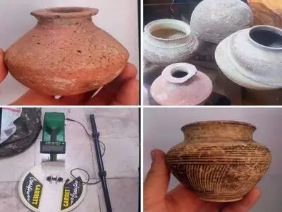 کشف فلزیاب و کوزه‌های ١٠ میلیاردی تاریخی در زرقان