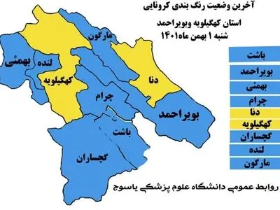 کهگیلویه و دنا زرد کرونایی شدند 