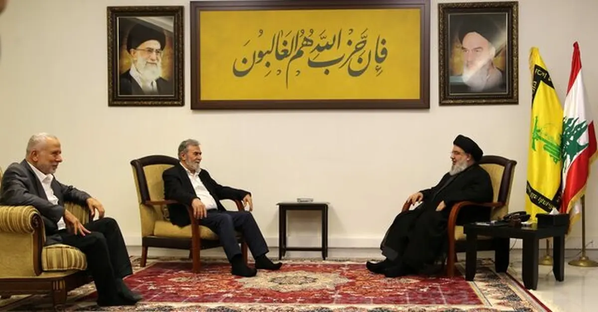دیدار دبیرکل حزب‌الله لبنان با دبیرکل جنبش جهاد اسلامی فلسطین