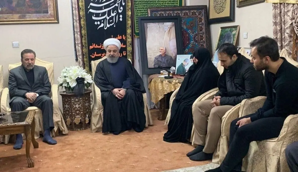 روحانی یزور منزل الشهید الفریق قاسم سلیمانی