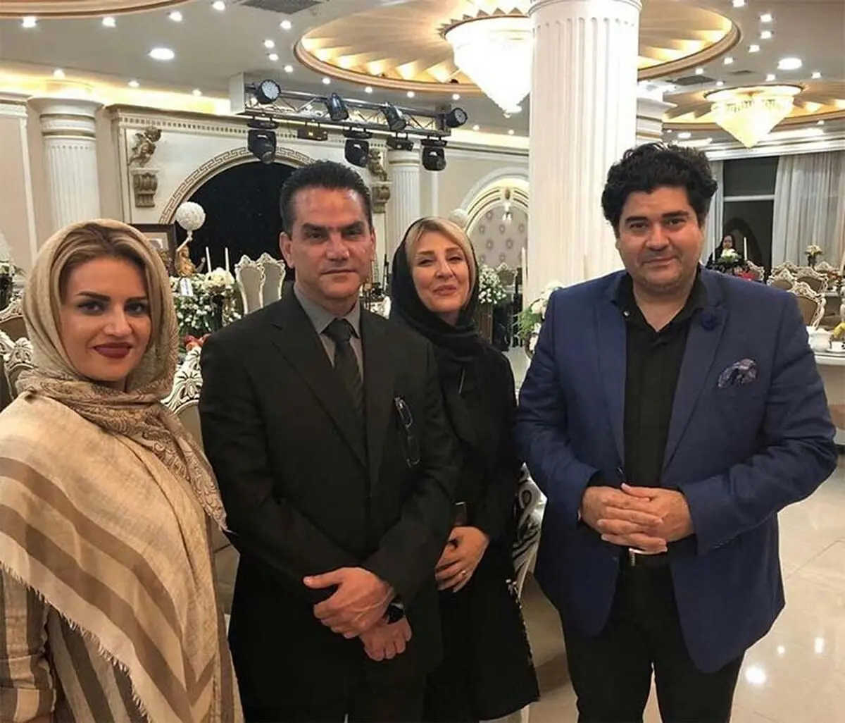 تیپ متفاوت سالار عقیلی و همسرش درمراسم یادبود مرحوم نادر گلچین