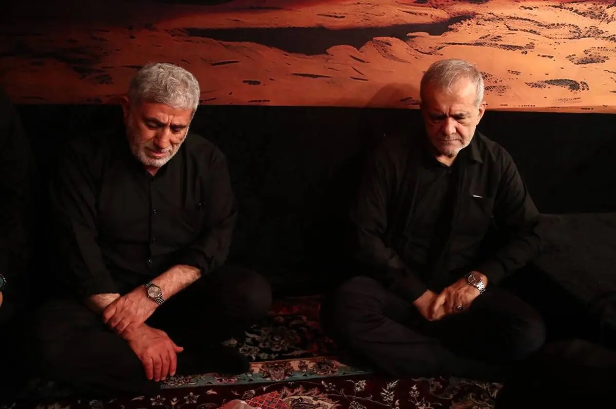 حضور رئیس جمهور منتخب و سردار قاآنی در مهدیه امام حسن مجتبی(ع)/ اهدای پرچم گنبد حرم امام حسین (ع) به پزشکیان